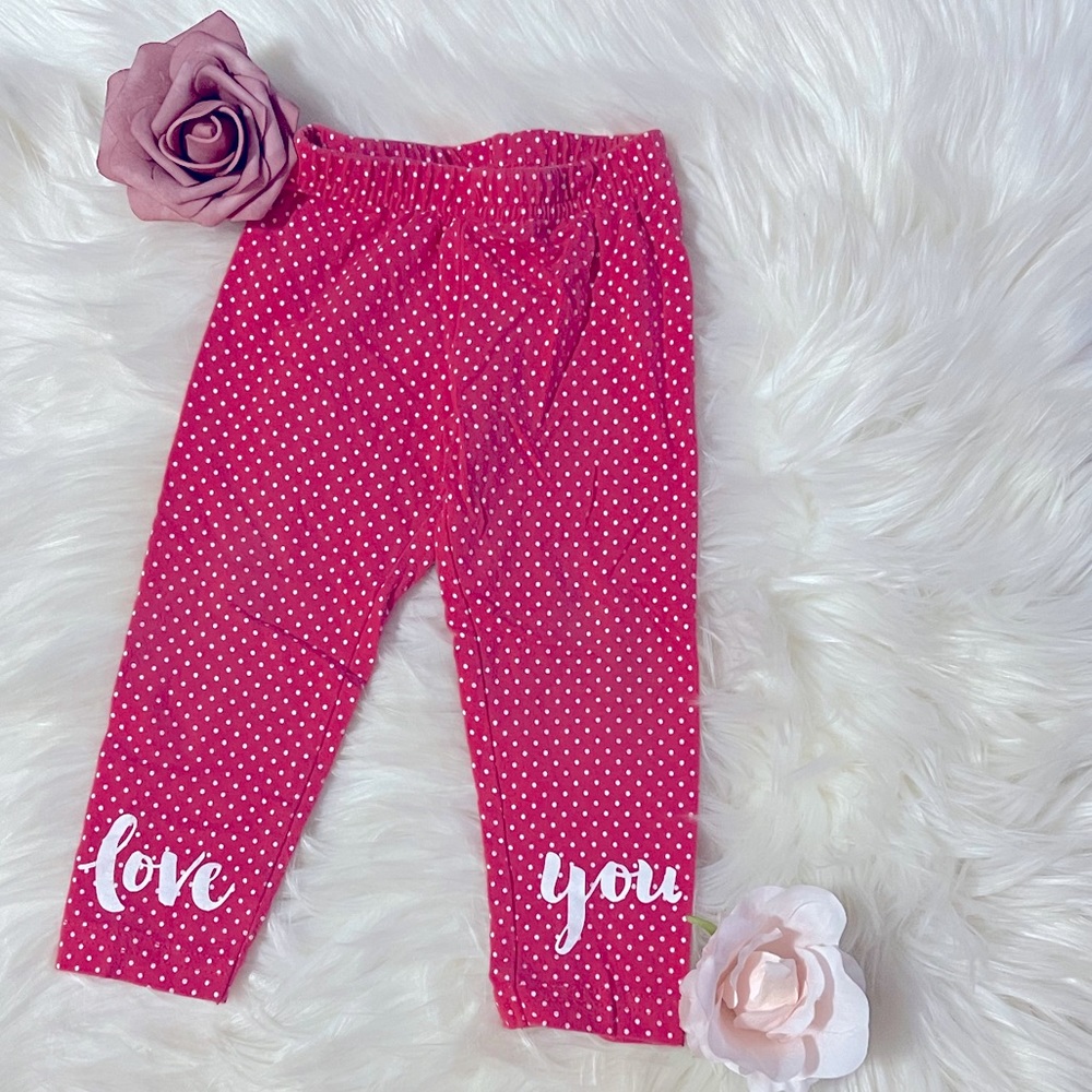 ✨Carters 9 Months Red Polka Dot LOVE YOU Leggings✨